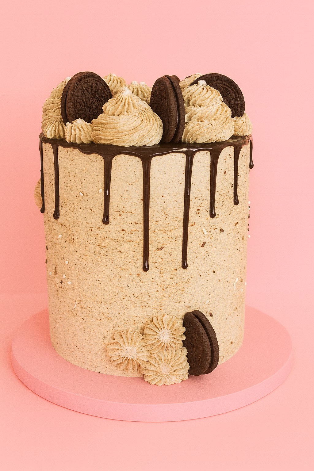 Gâteau Oreo et chocolat décoré de crème, biscuits Oreo et nappage noir – BGS Pâtisserie Nantes