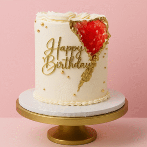 Gâteau géode rouge et doré – Élégance et éclat